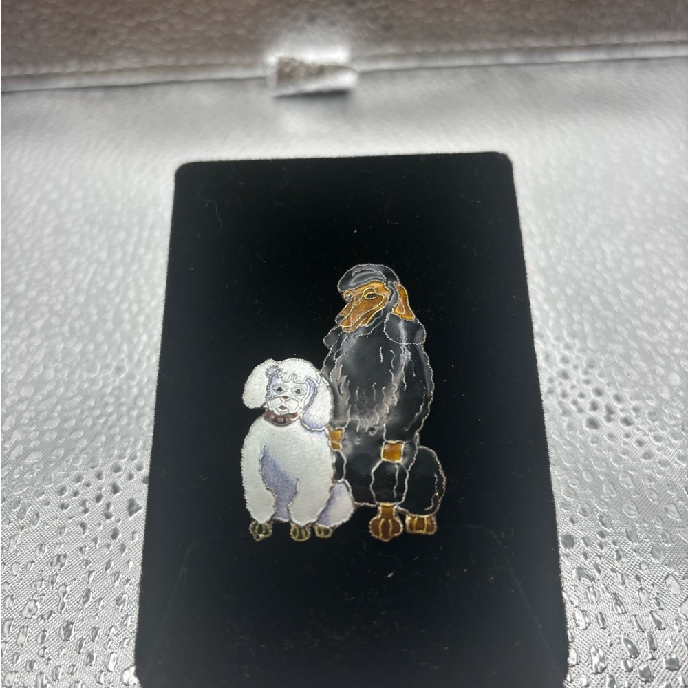 Zarah Sterling Poodles Brooch Pin Enamel  Canine Vintage Jewlery